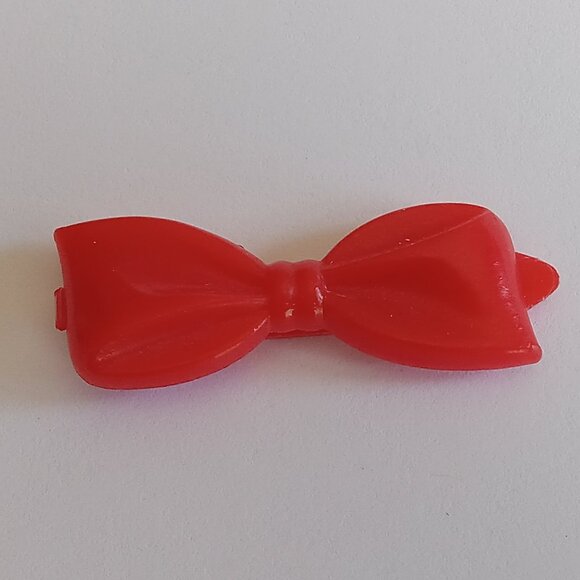 🎯 10 for $10 / Vintage Kids Small Plastic Red Bow Barette Barrette - Picture 5 of 5